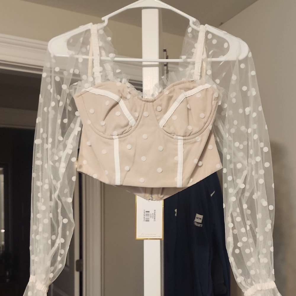Petal & Pup Cream Polka Dot Crop Top